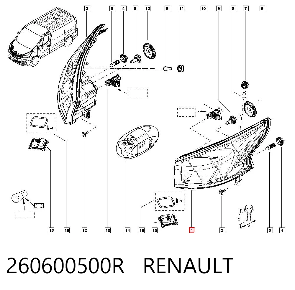 Reflektor lewy Renault Trafic III