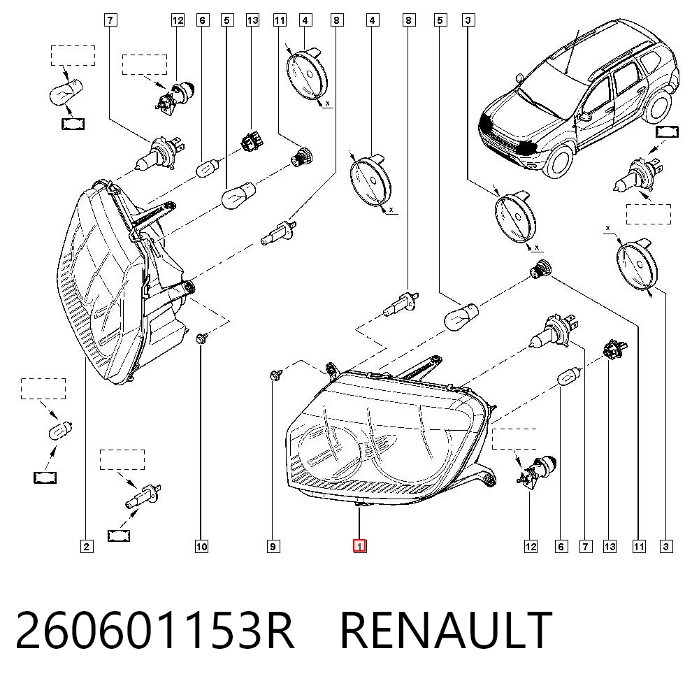 Reflektor lewy do Dacia Duster  HS
