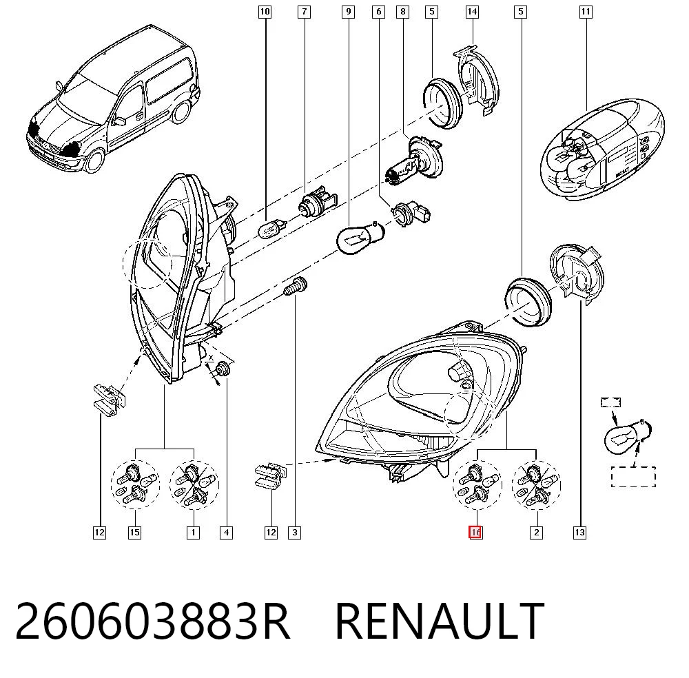  Reflektor lewy Renault Kangoo 1