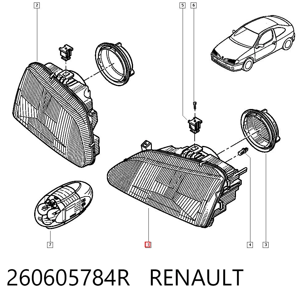 Reflektor lewy Renault Megane SCENIC minivan (JA0, JA1) (1996 - 2001) cena, od 45,97 USD