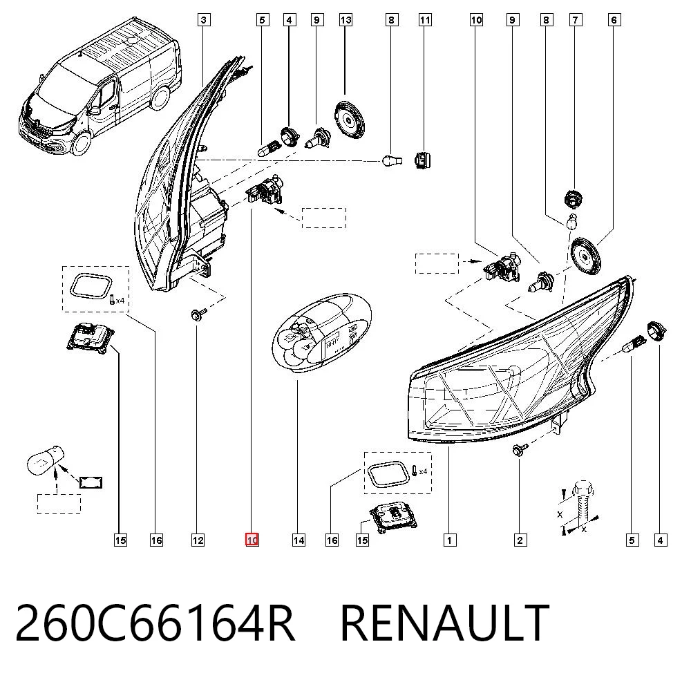Korektor swiatel do Renault Master EV, HV, UV