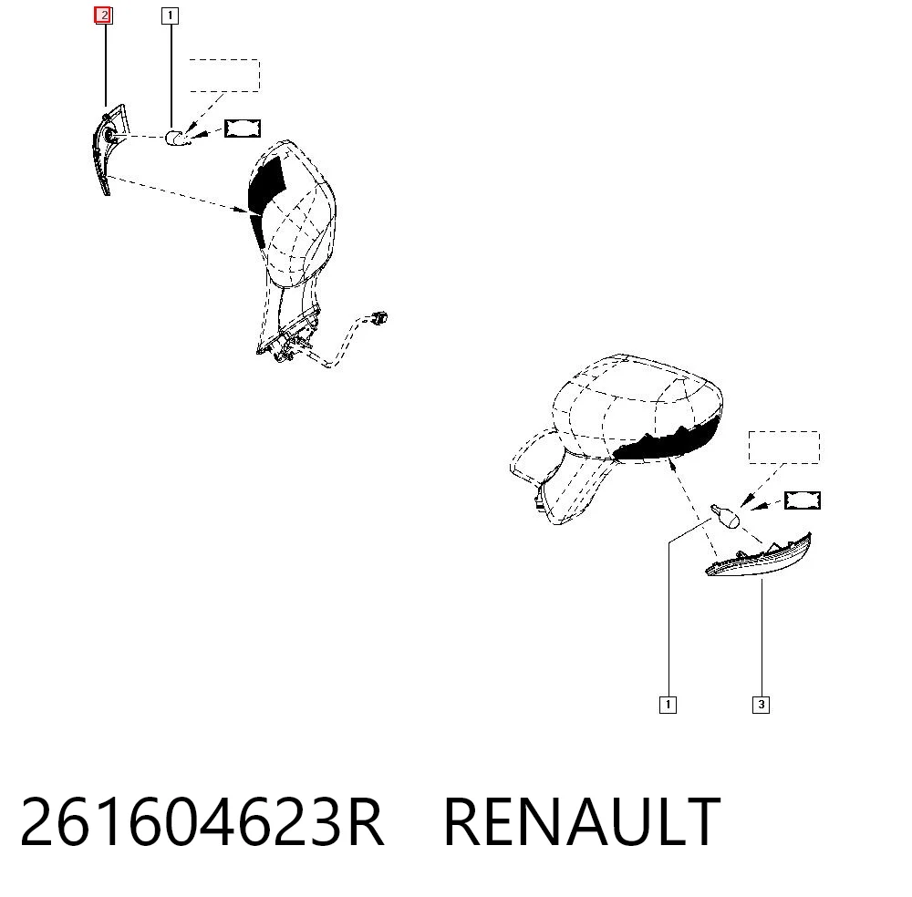 261604623R Renault (RVI) Kierunkowskaz lusterka prawy