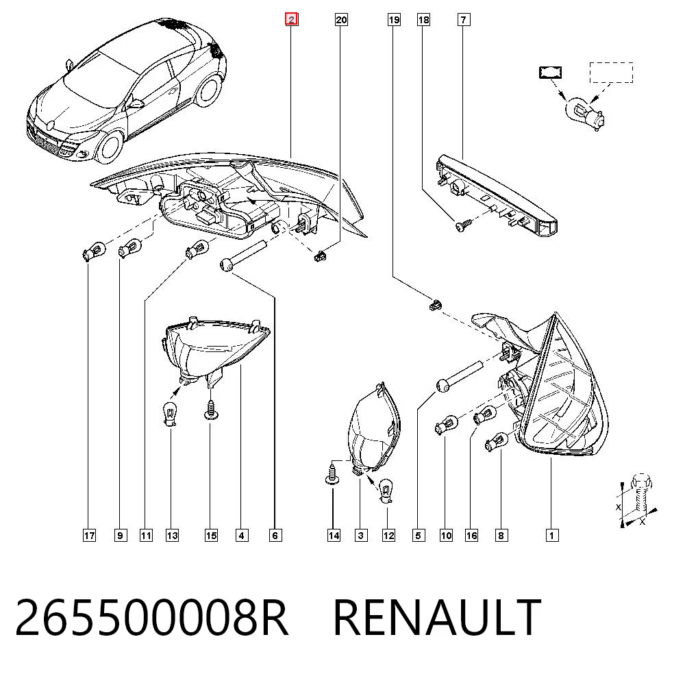 Lampa zespolona tylna prawa do Renault Megane III DZ0, DZ1