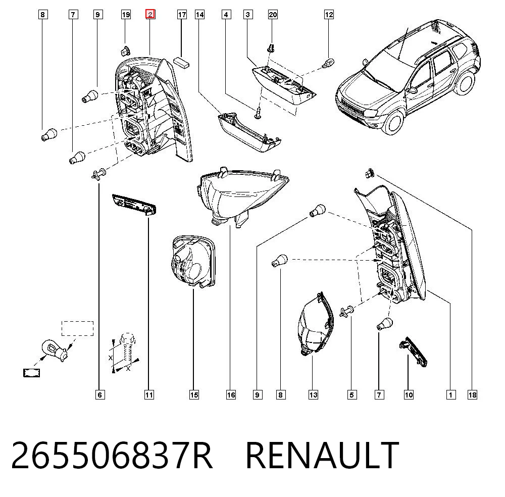 265506837R Renault (RVI) Lampa zespolona tylna prawa