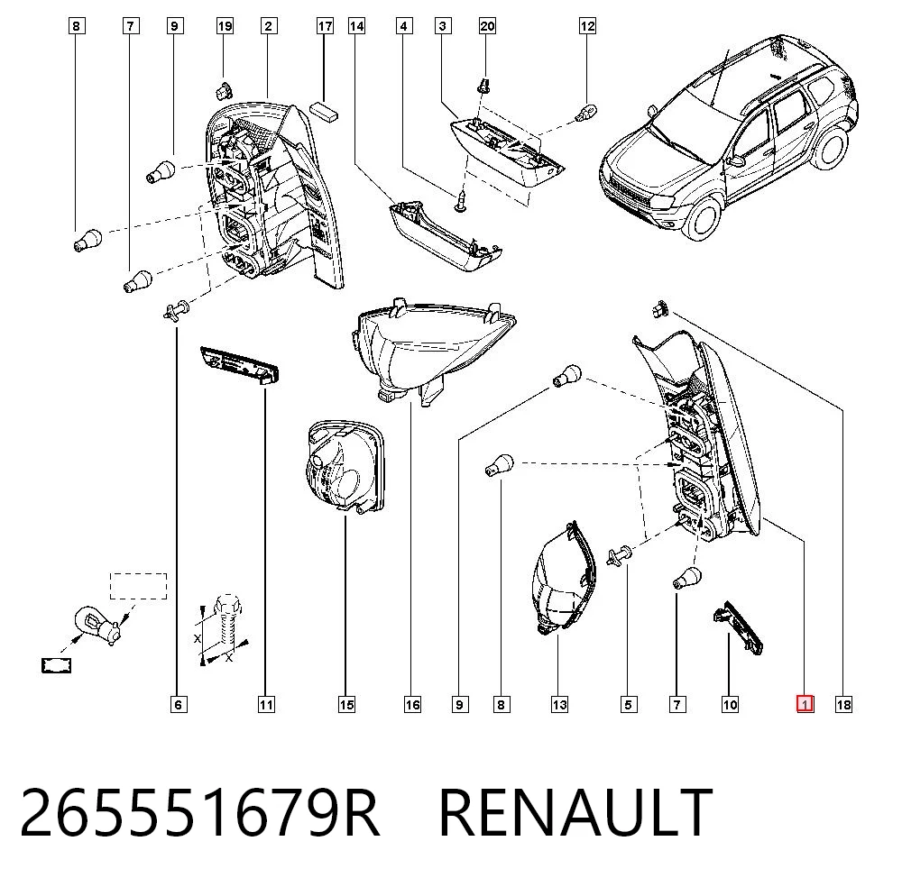 265551679R Renault (RVI) Lampa zespolona tylna lewa