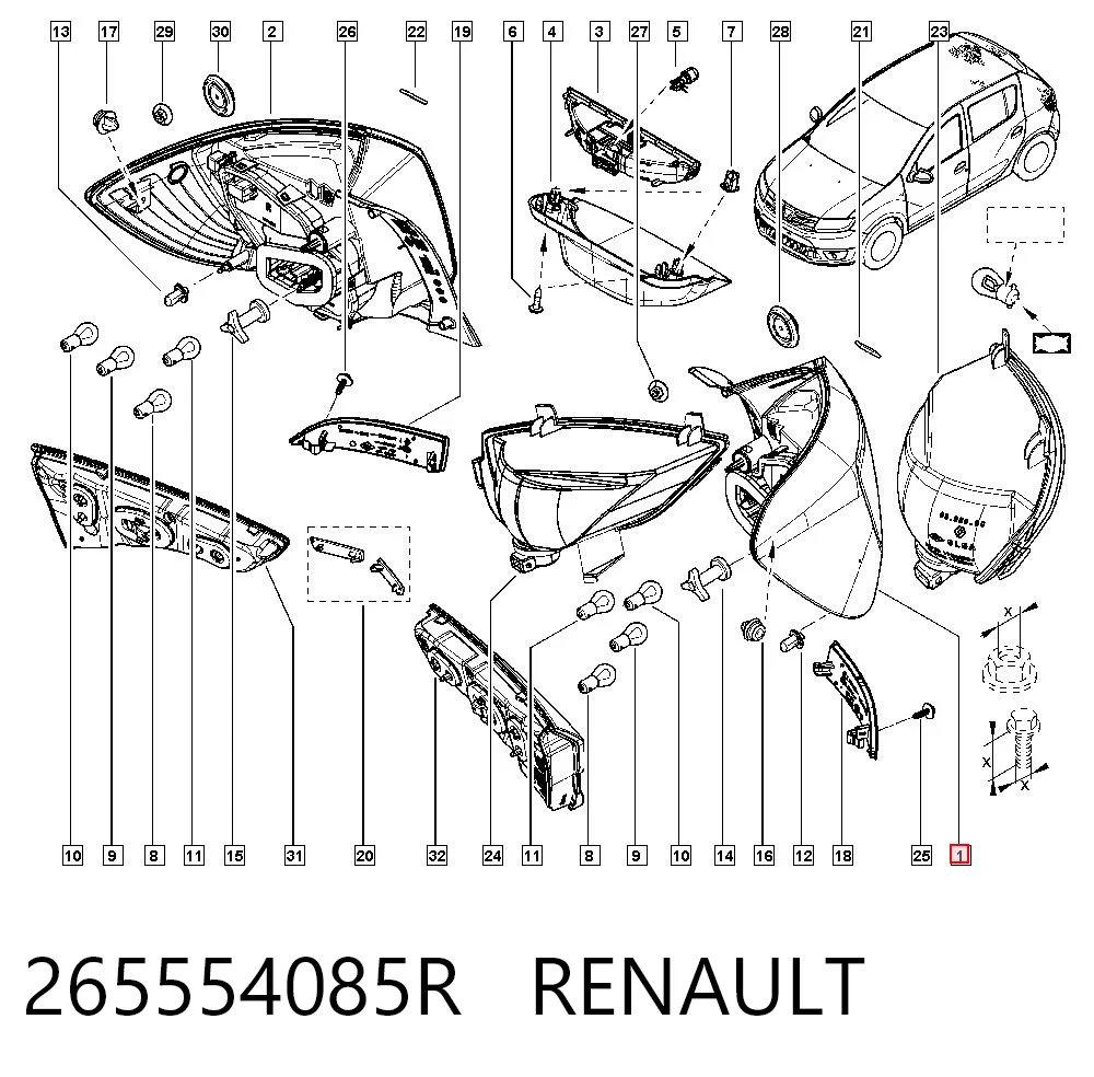 Do koszyka Lampa zespolona tylna lewa Renault SANDERO II STEPWAY 