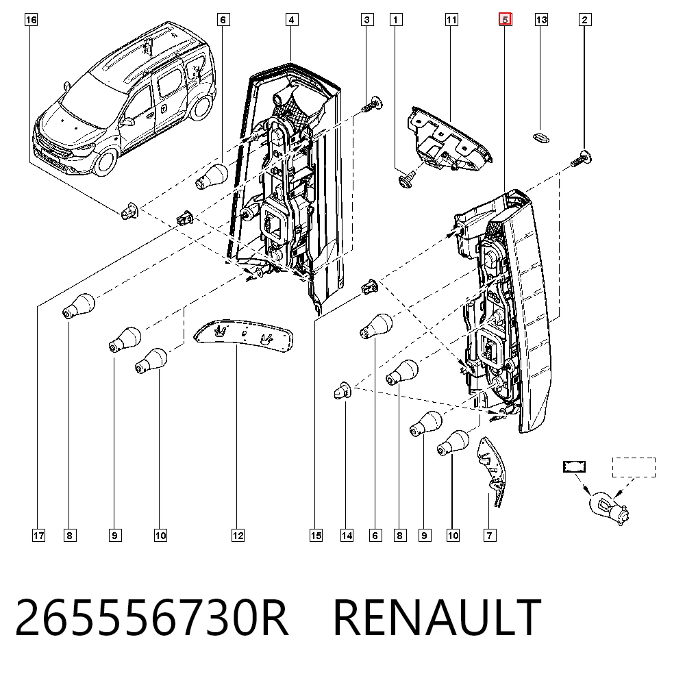 265556730R Renault (RVI) Lampa zespolona tylna lewa
