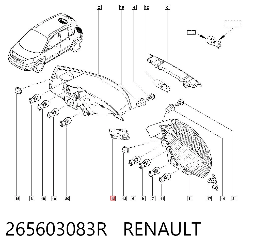 Lampa odblaskowa zderzaka tylnego prawa 95528297 General Motors