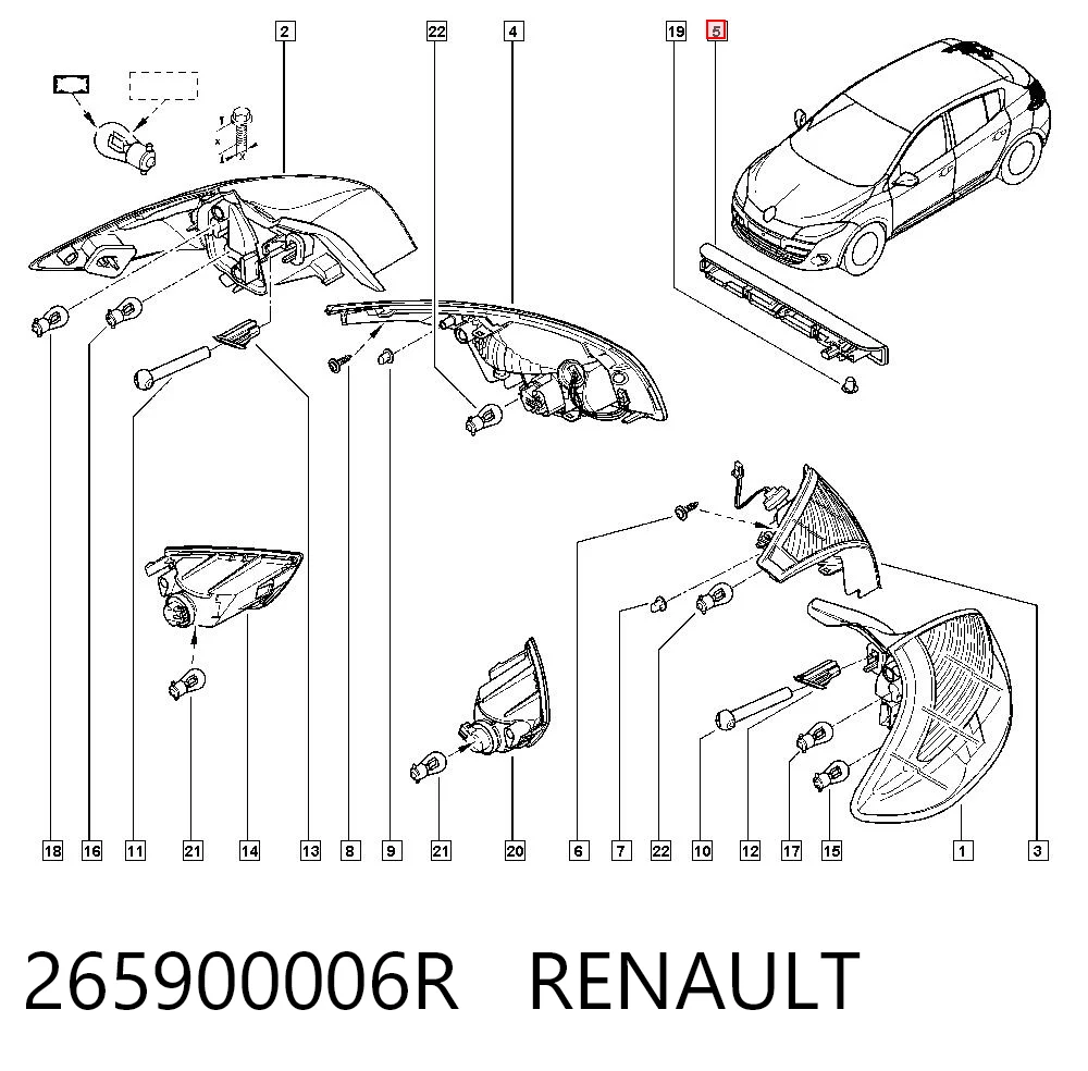 265900006R Renault (RVI) Lampa stop tylna dodatkowa