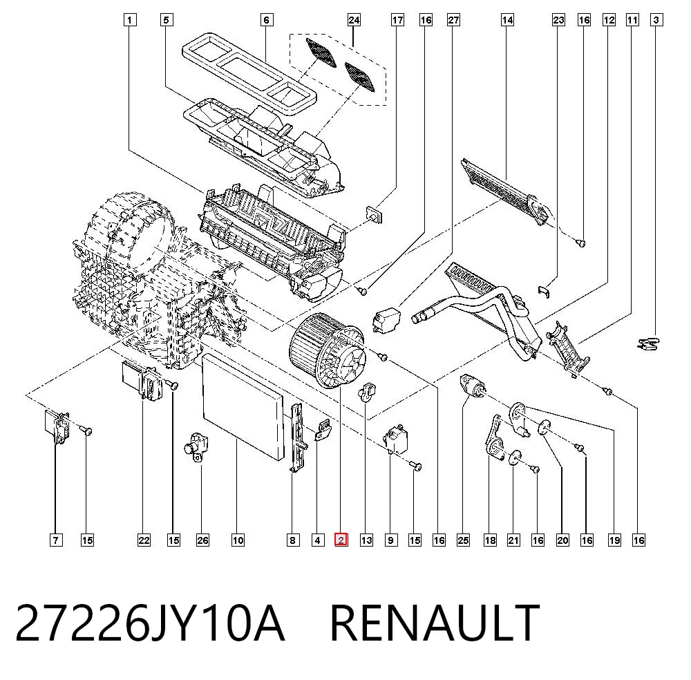 27226JY10A Renault (RVI) Silniczek wentylatora nagrzewnicy (ogrzewacza wnętrza)
