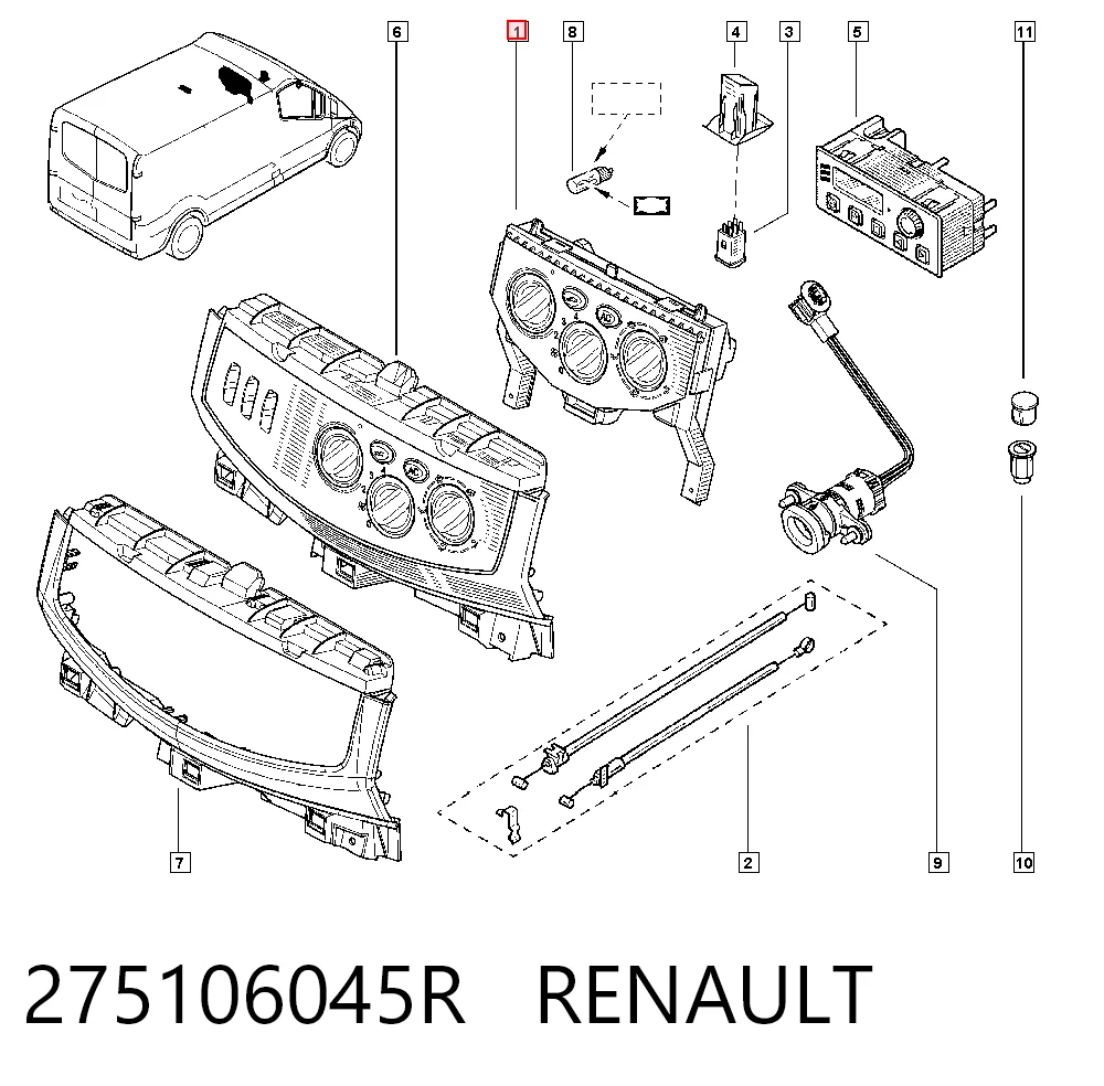 Sterownik trybów ogrzewania/klimatyzacji do Renault Trafic II FL
