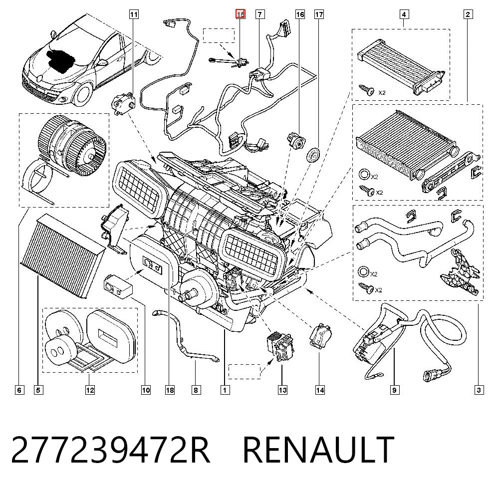 277239472R Renault (RVI) Czujnik temperatury wewnętrznej