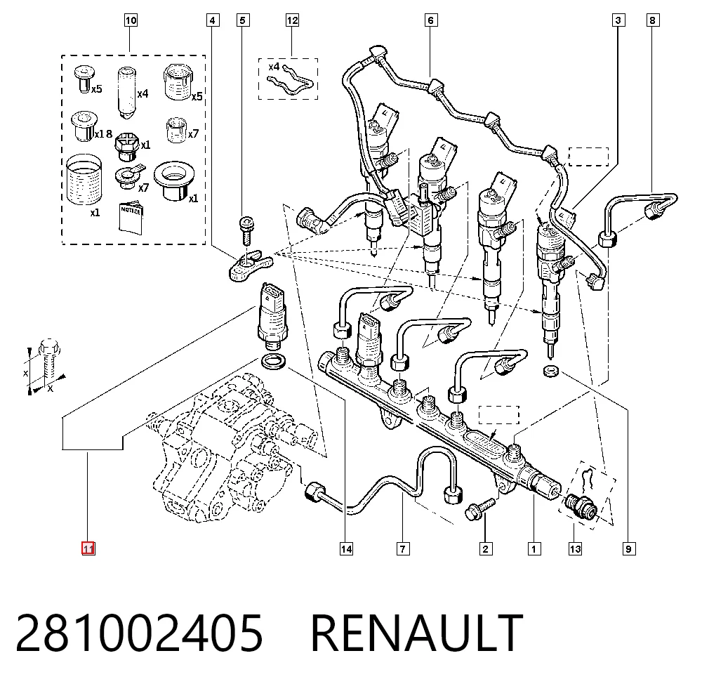 281002405 Renault (RVI) Czujnik ciśnienia paliwa