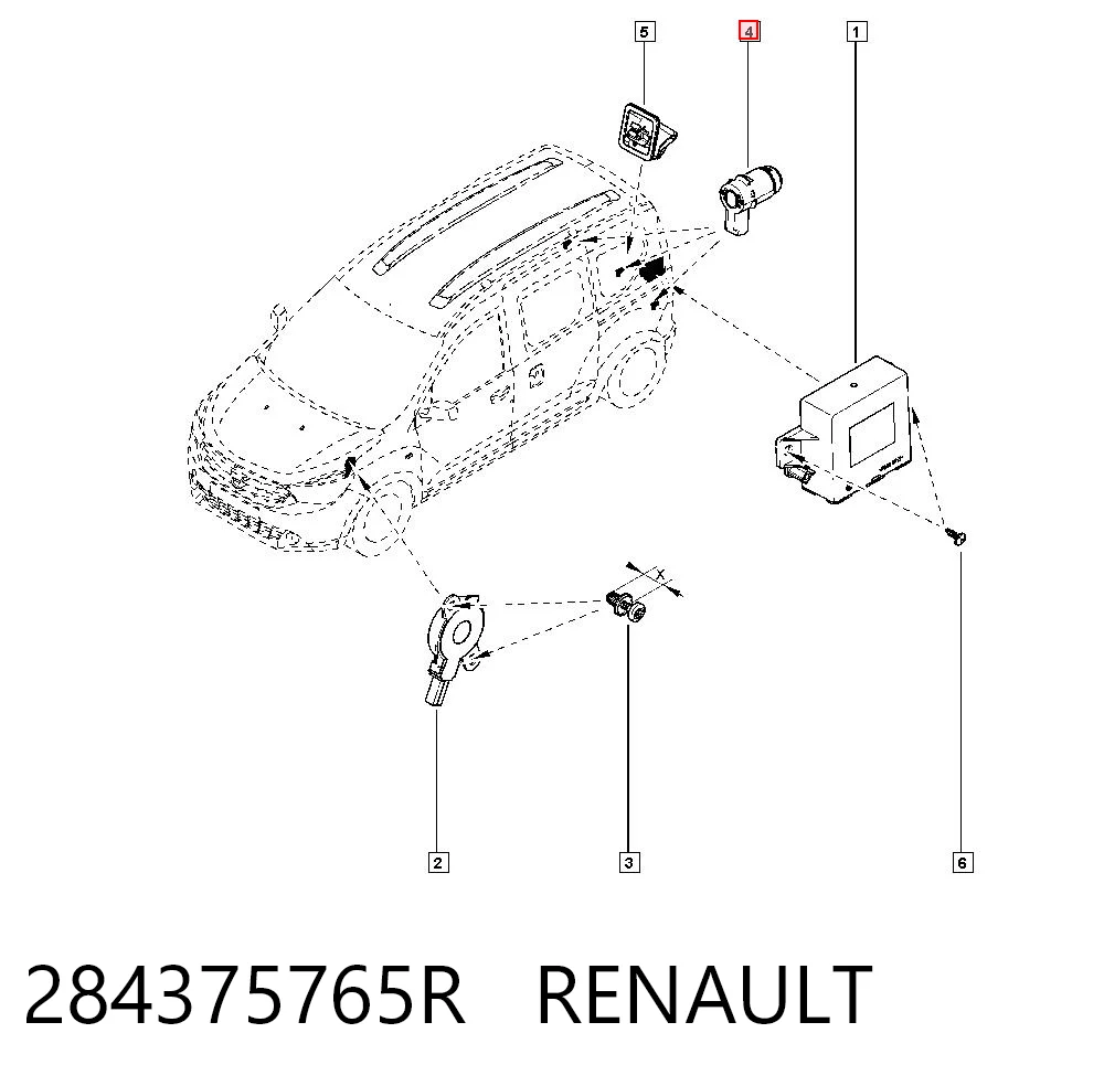 284375765R Renault (RVI) Czujnik parkowania tylny