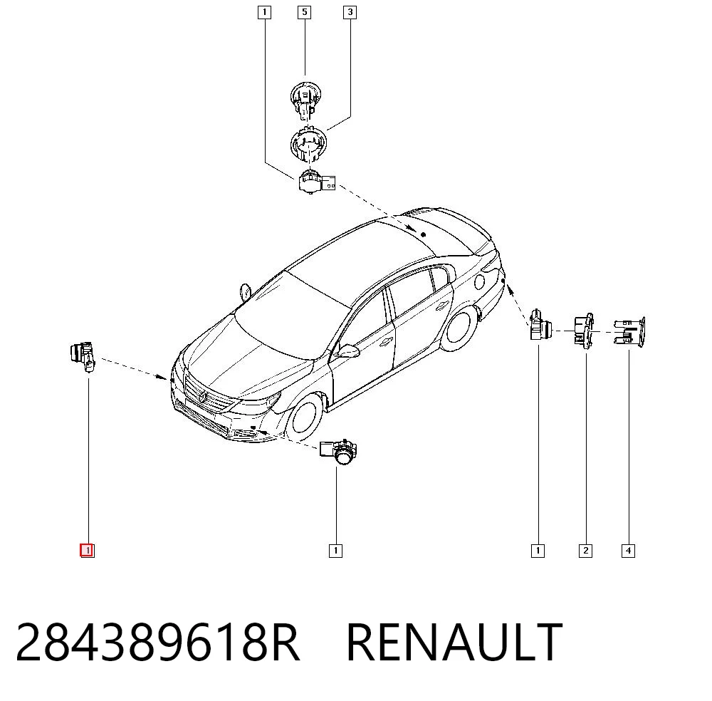284389618R Renault (RVI) Czujnik parkowania przedni/tylny boczny