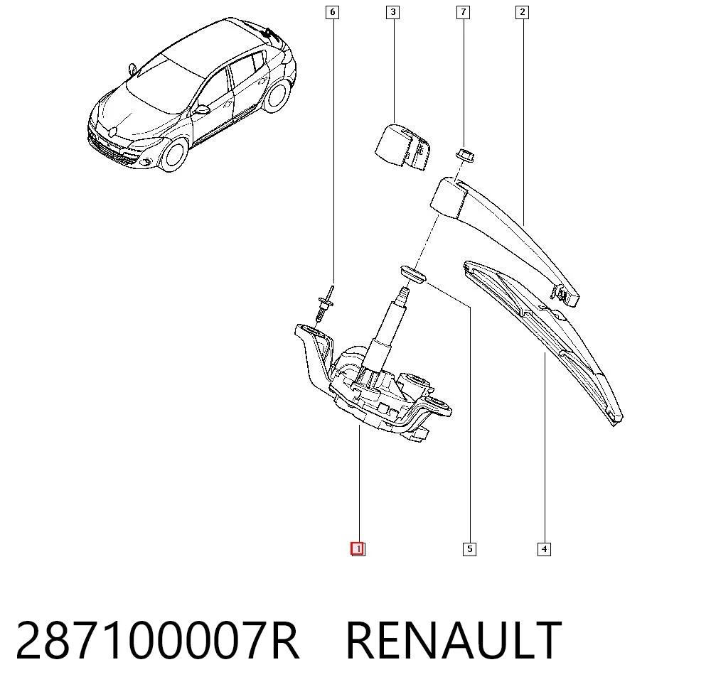 Silniczek wycieraczki tylnej szyby do Renault Fluence  B3
