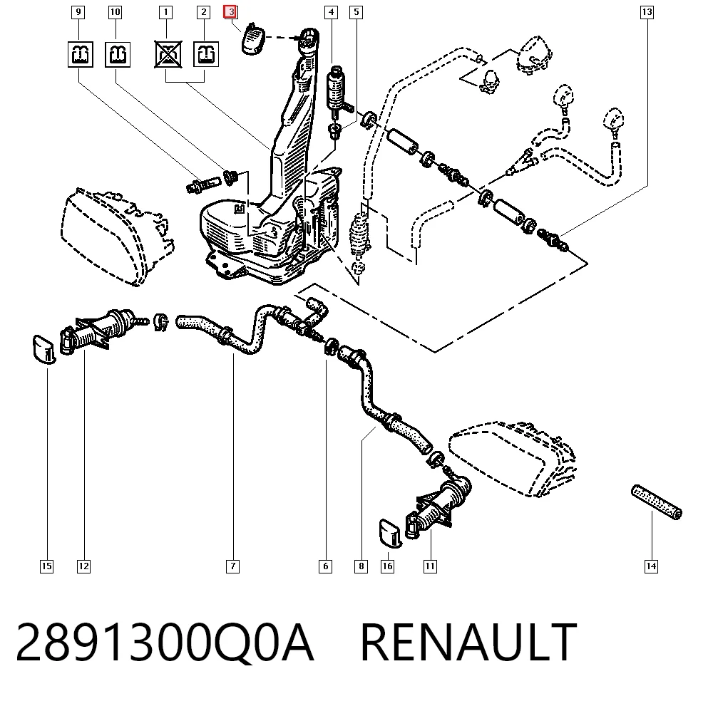 Do koszyka Korek zbiornika spryskiwacza Renault Scenic I JA0, JA1, FA0