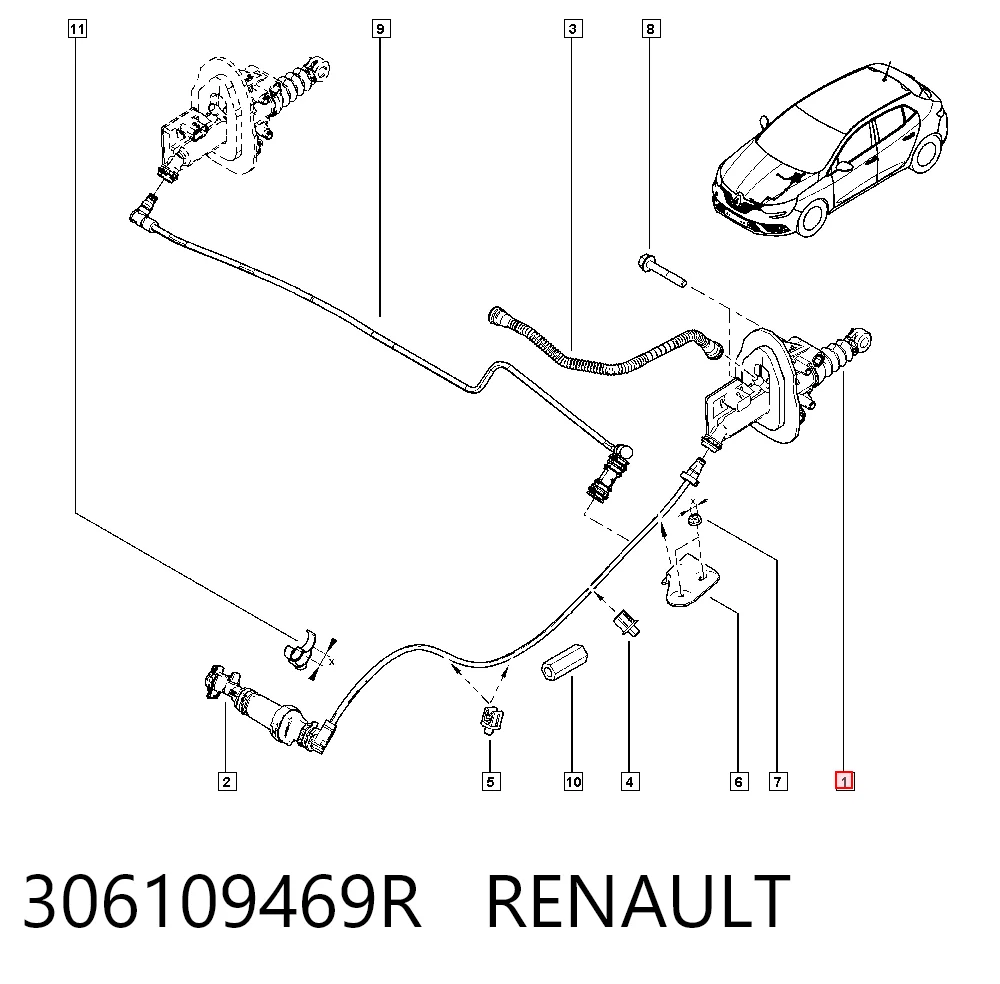 Cylinder sprzęgła główny do Renault Megane IV K9A, K9M, K9N