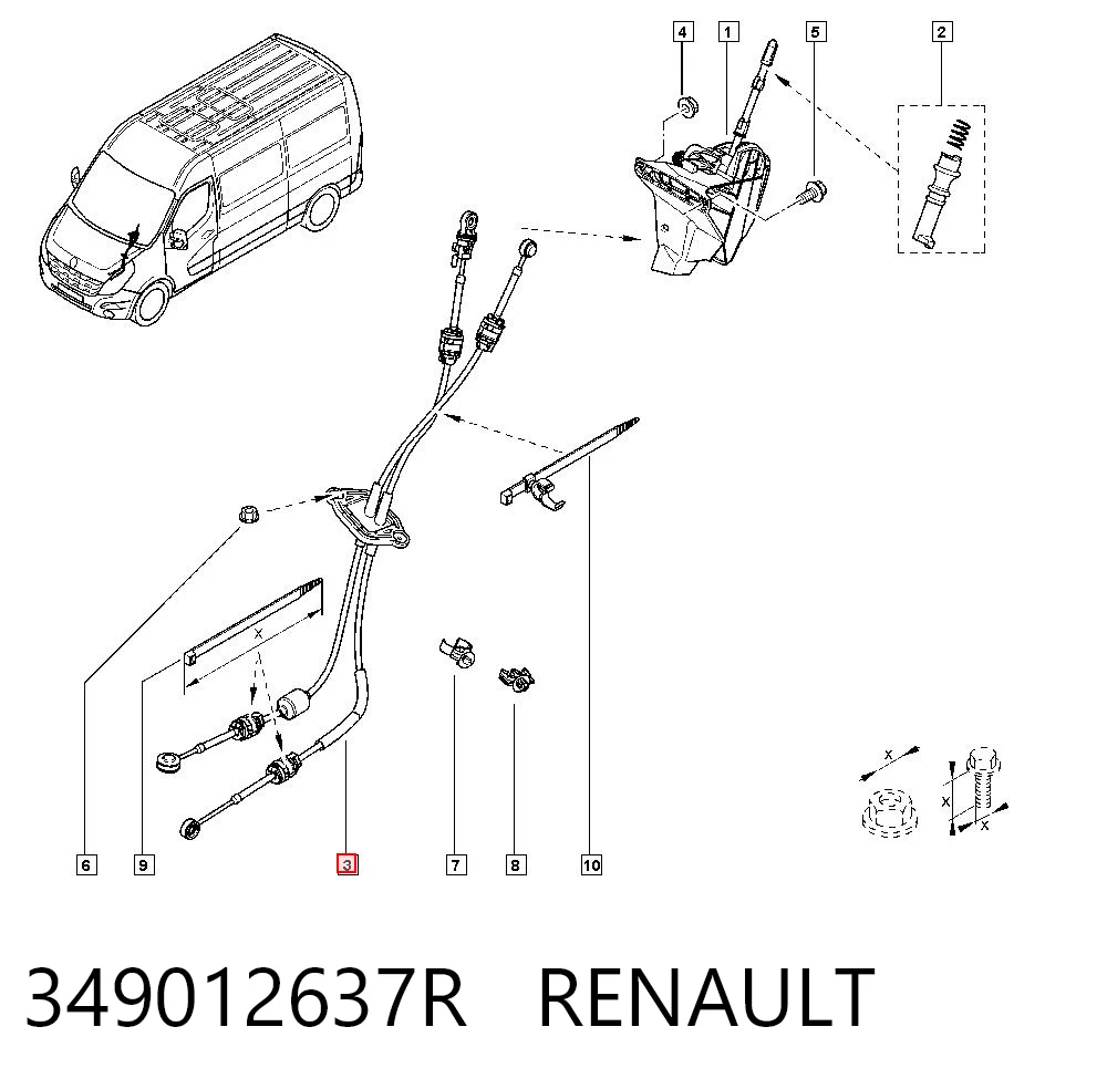 Mechanizm zmiany biegów (cięgno) do Renault Master III FV