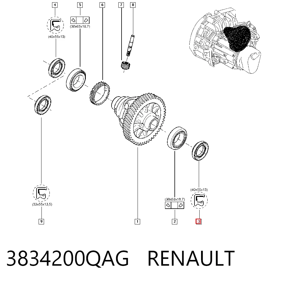 Do koszyka Uszczelniacz półosi mostu przedniego Nissan Qashqai +2 I J10