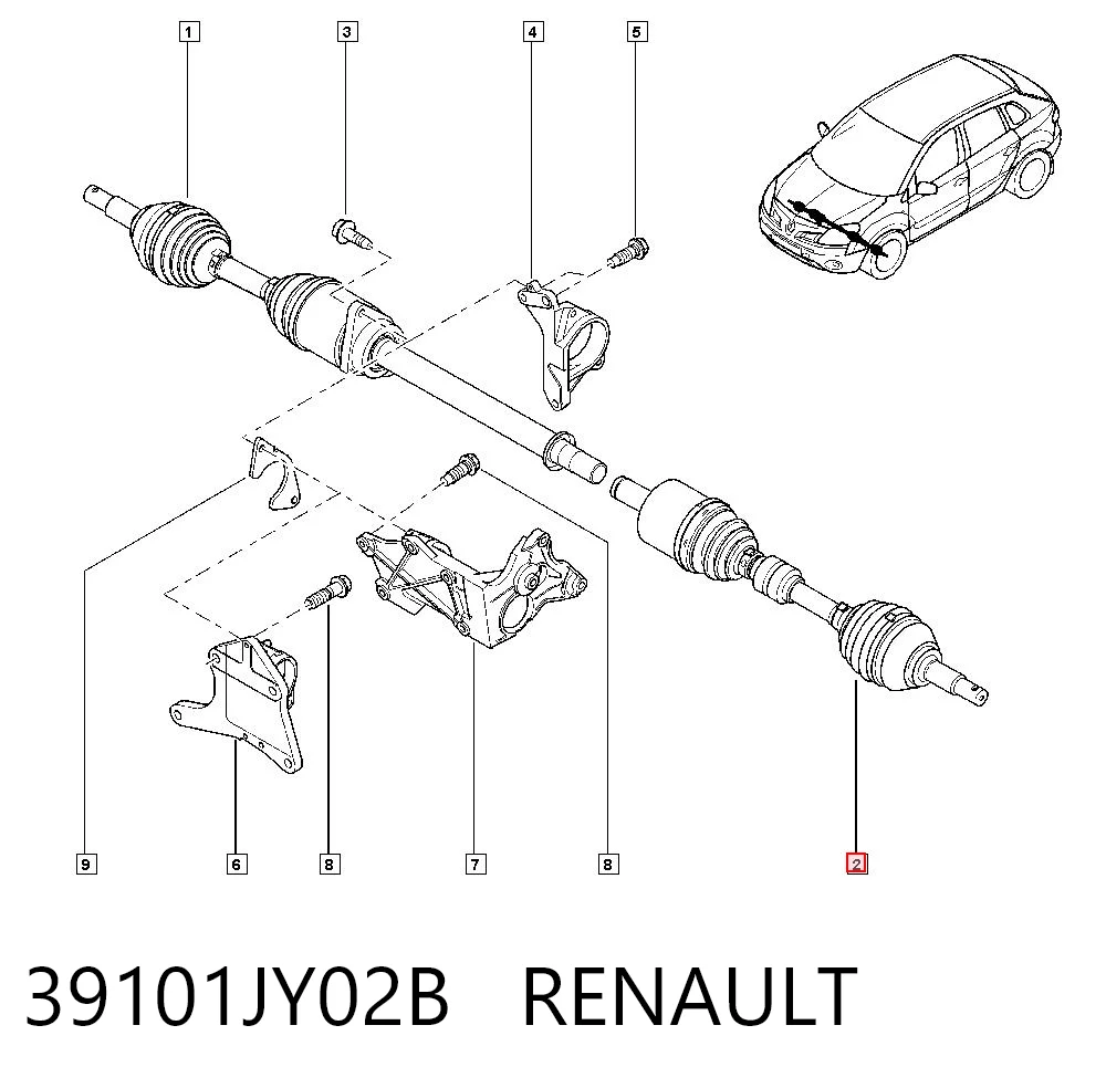 Do koszyka Półoś napędowa przednia lewa Renault Koleos  HY0