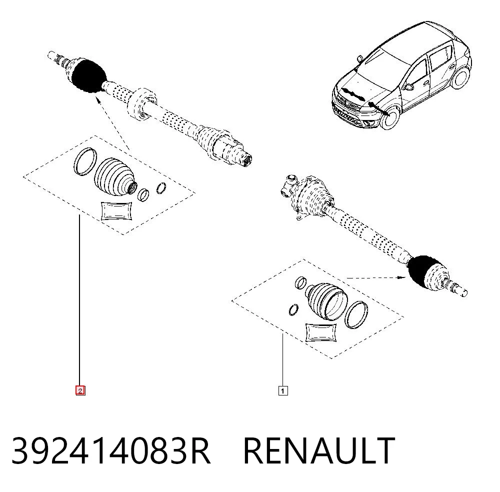 Osłona przegubu homokinetycznego półosi przedniej zewnętrzna Renault SANDERO II STEPWAY hatchback (B8) (2012 - 2026) cena, od 17,40 USD