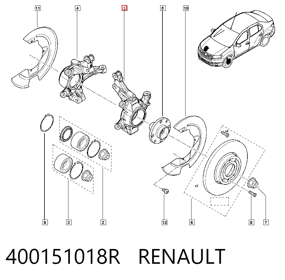 400155389R Nissan/Infiniti Czop (zwrotnica) przedni lewy