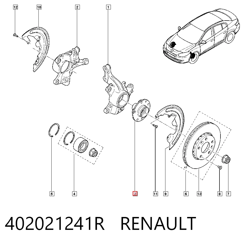 Do koszyka 402021241R Nissan/Infiniti Piasta przednia