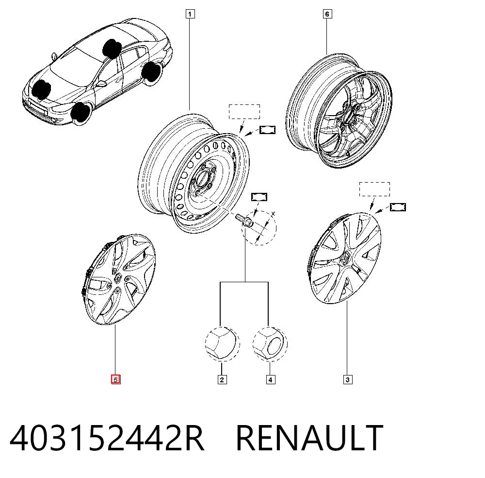 Kołpak do obręczy koła do Renault Scenic GRAND III JZ0, JZ1