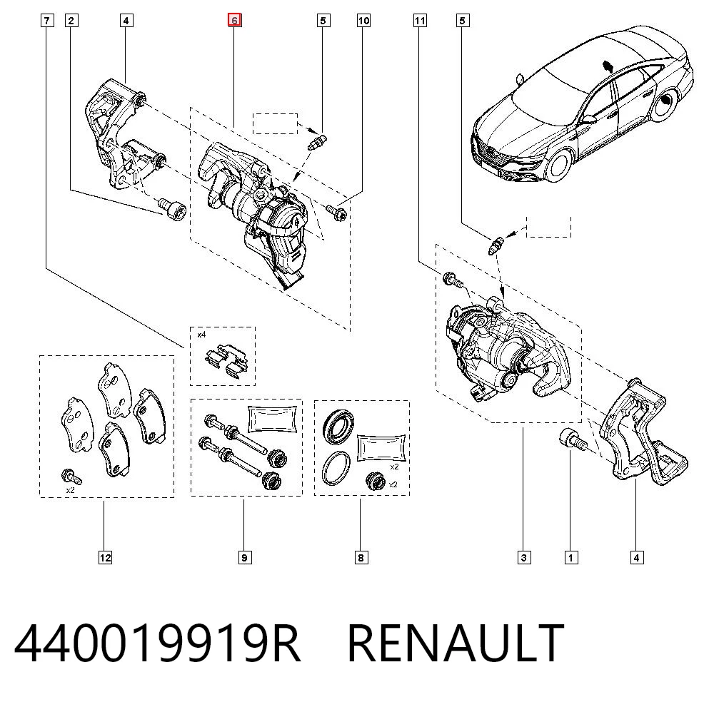 Zacisk hamulcowy tylny prawy Renault Scenic GRAND IV