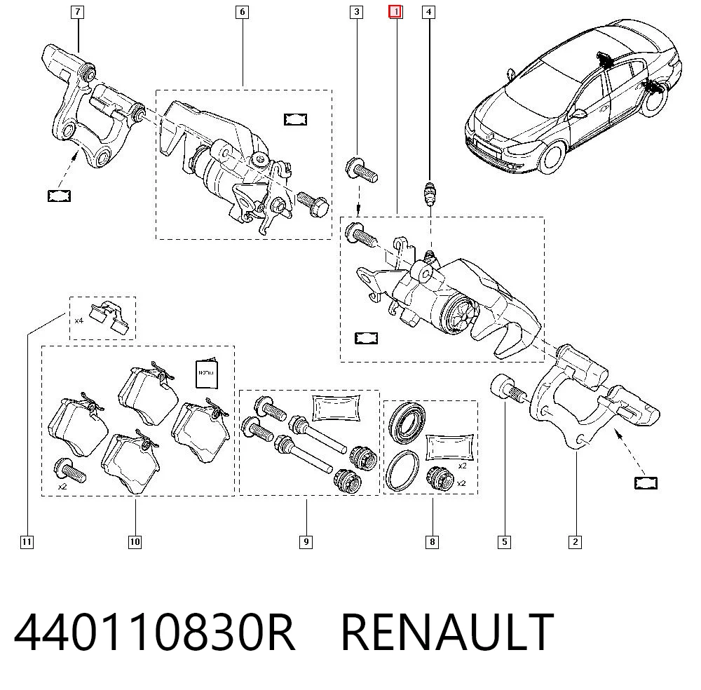 440110830R Renault (RVI) Zacisk hamulcowy tylny lewy