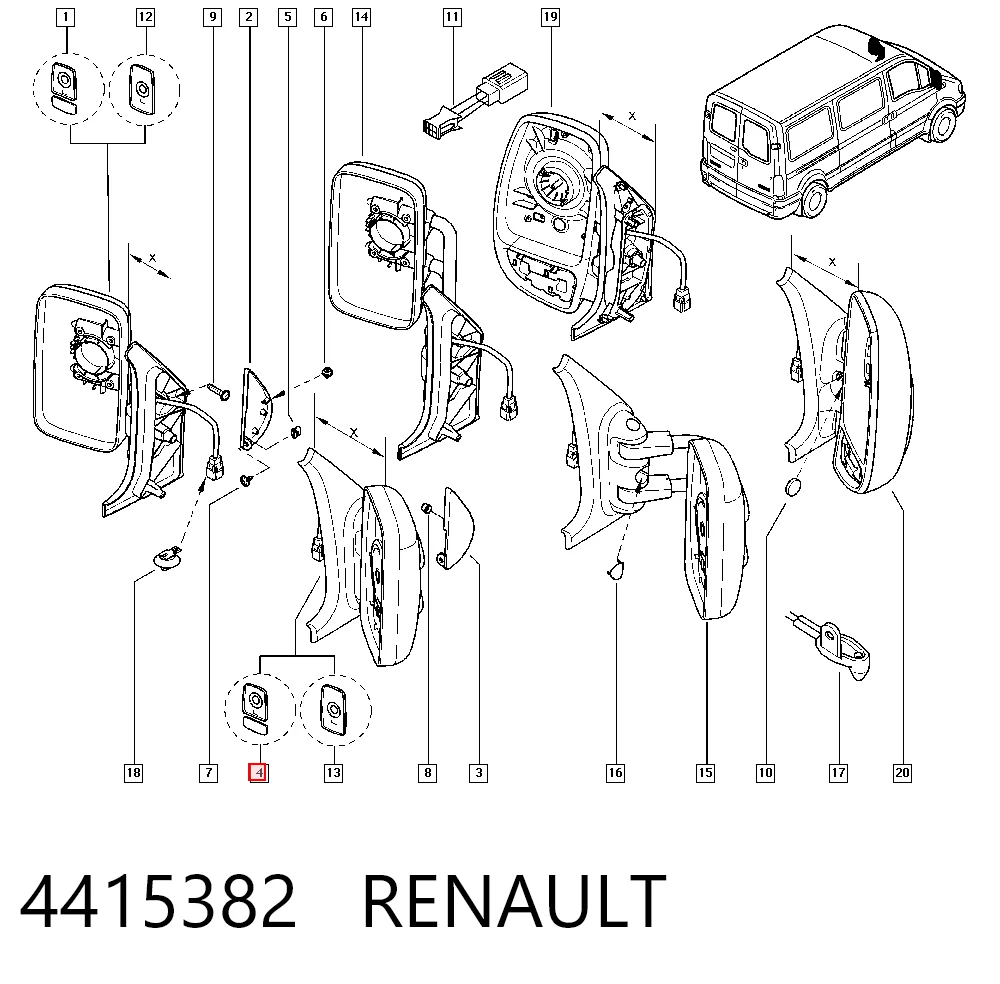 Do koszyka Lusterko wsteczne prawe Renault Master II HD, FD