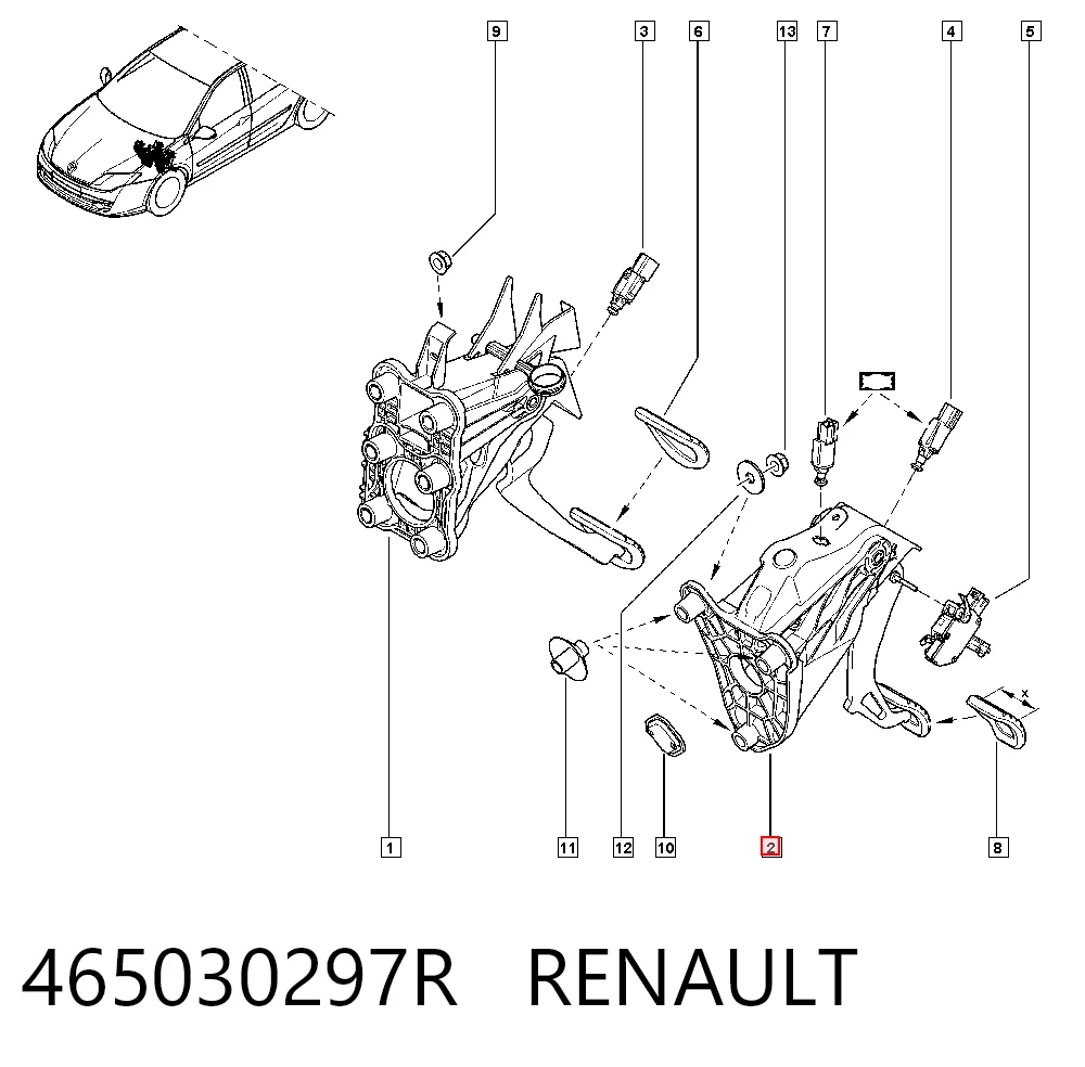 Pedał sprzęgła do Renault Laguna III KT0, KT1