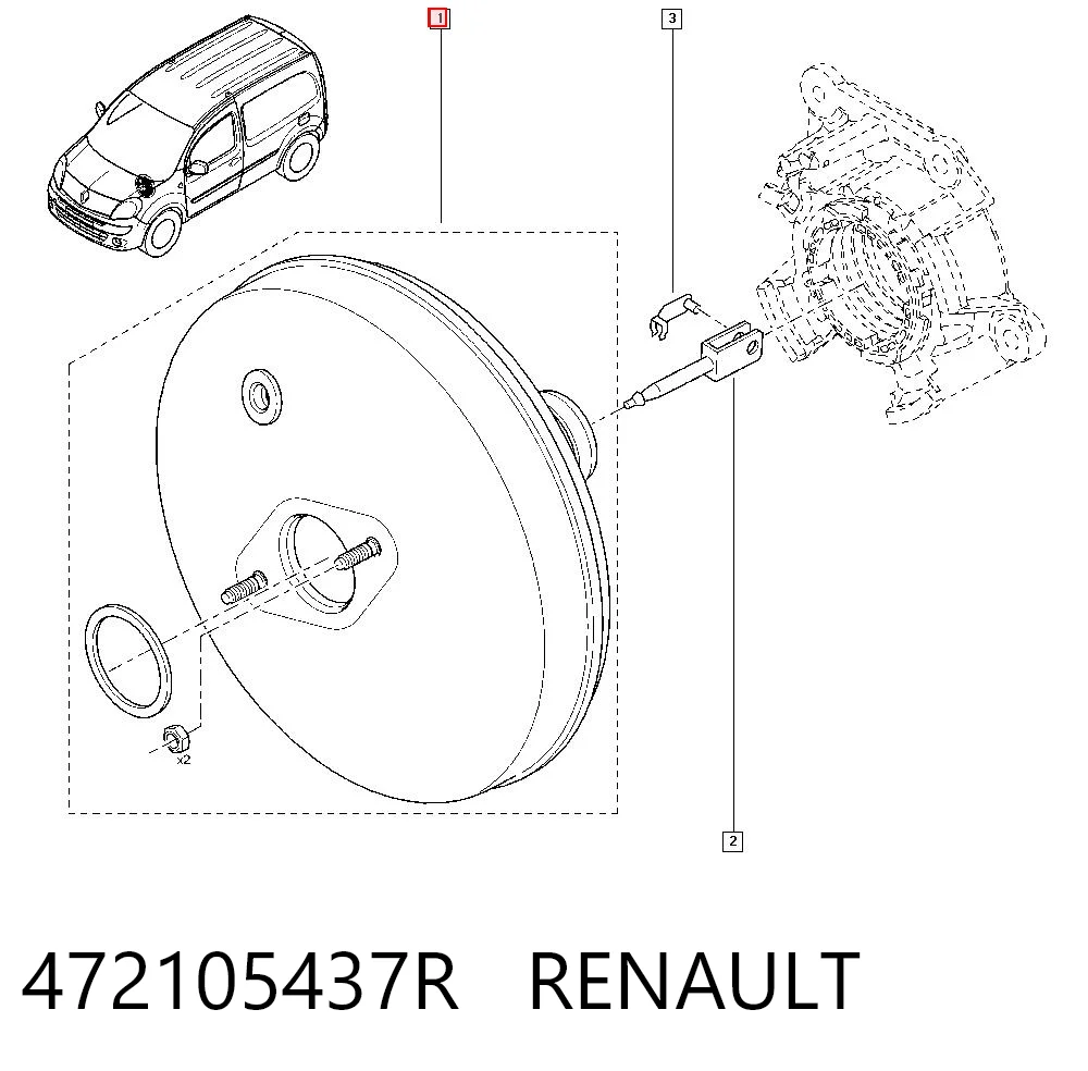 Do koszyka Wzmacniacz próżniowy hamulców Renault Kangoo II FW0