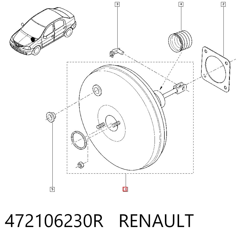 Do koszyka Wzmacniacz próżniowy hamulców Renault LOGAN I LS
