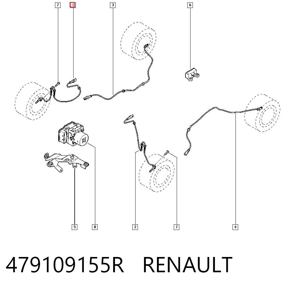 479109155R Renault (RVI) Czujnik ABS przedni