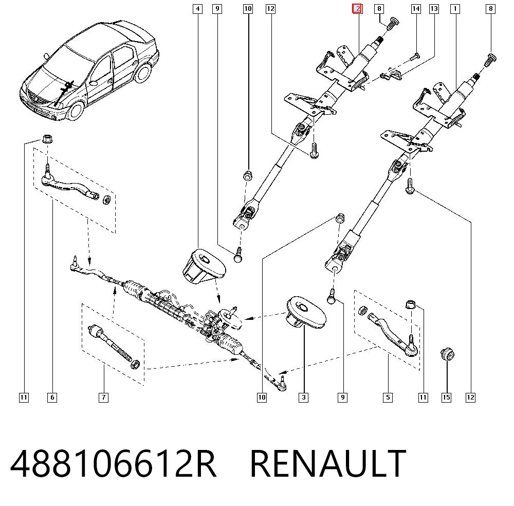 Kolumna (wał) kierownicza (kierownicy) do Renault LOGAN I LS