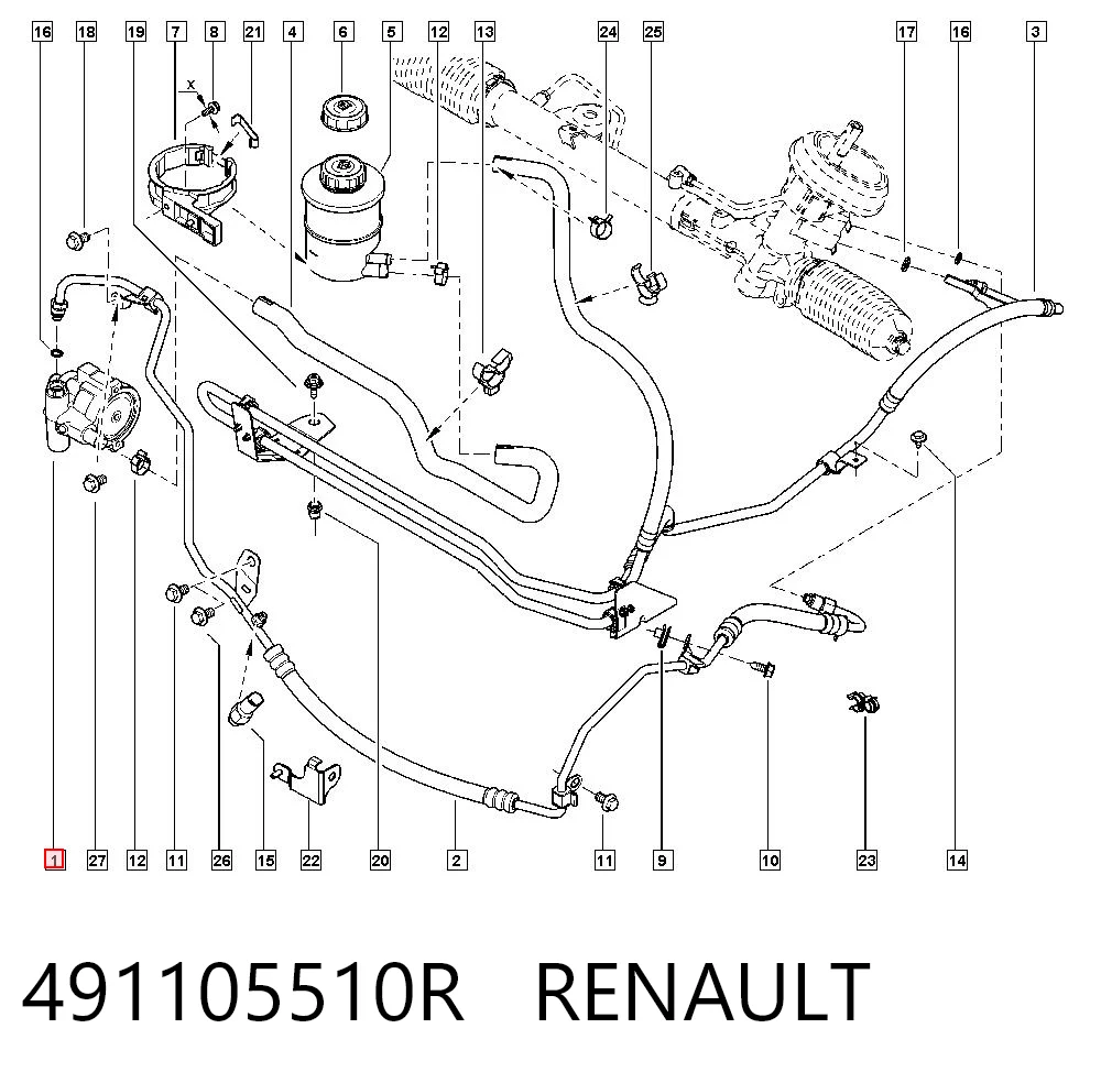 491105510R Renault (RVI) Pompa wspomagania hydraulicznego kierownicy