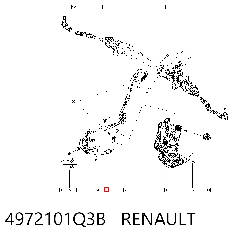 Przewód hydraulicznego układu wspomagania wysokiego ciśnienia, od pompy do maglownicy (mechanizmu) do Renault Master FV