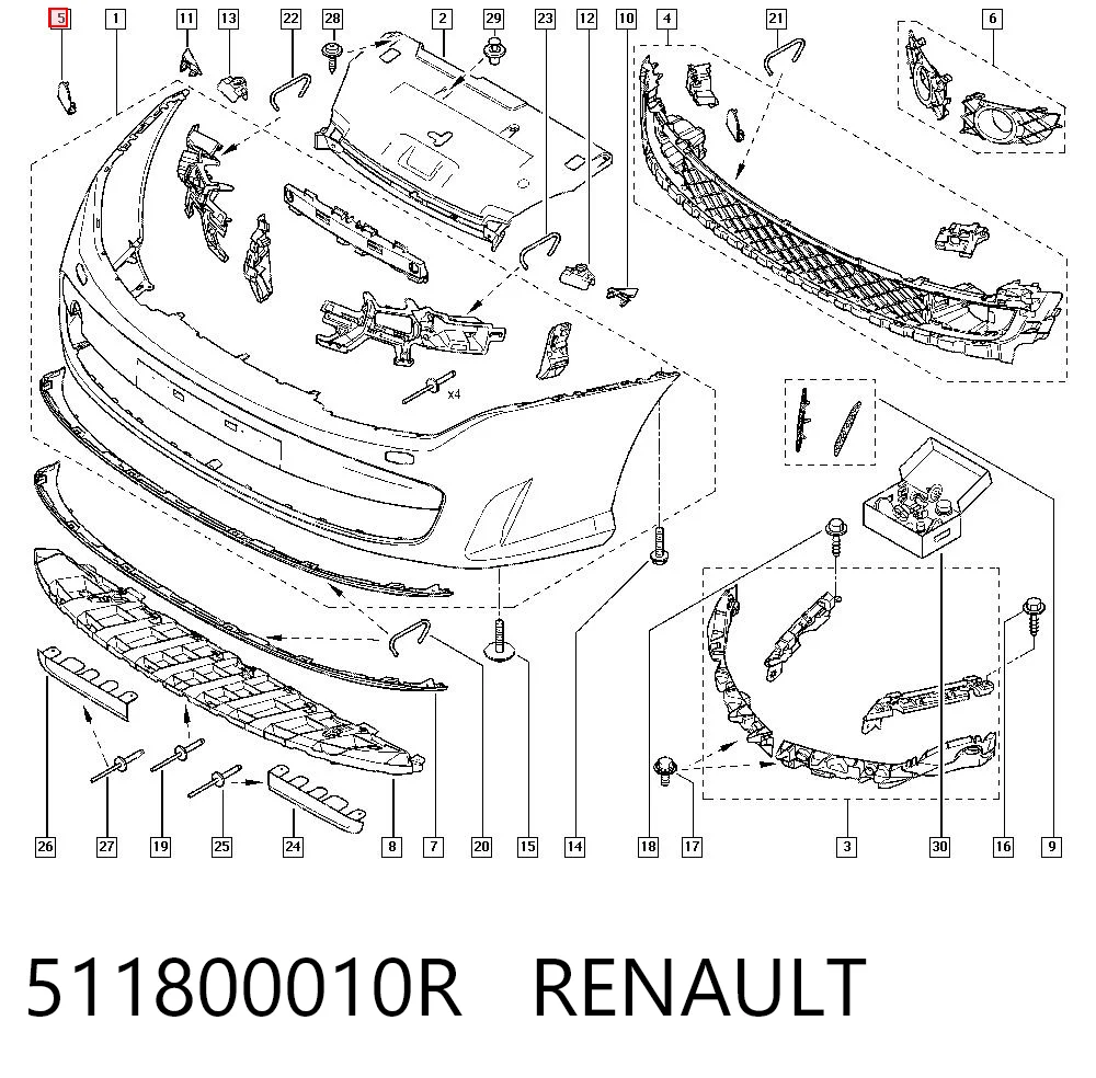 Kupić Zaślepka haku holowniczego zderzaka przednia Renault Laguna III BT0, BT1 w dobrej cenie