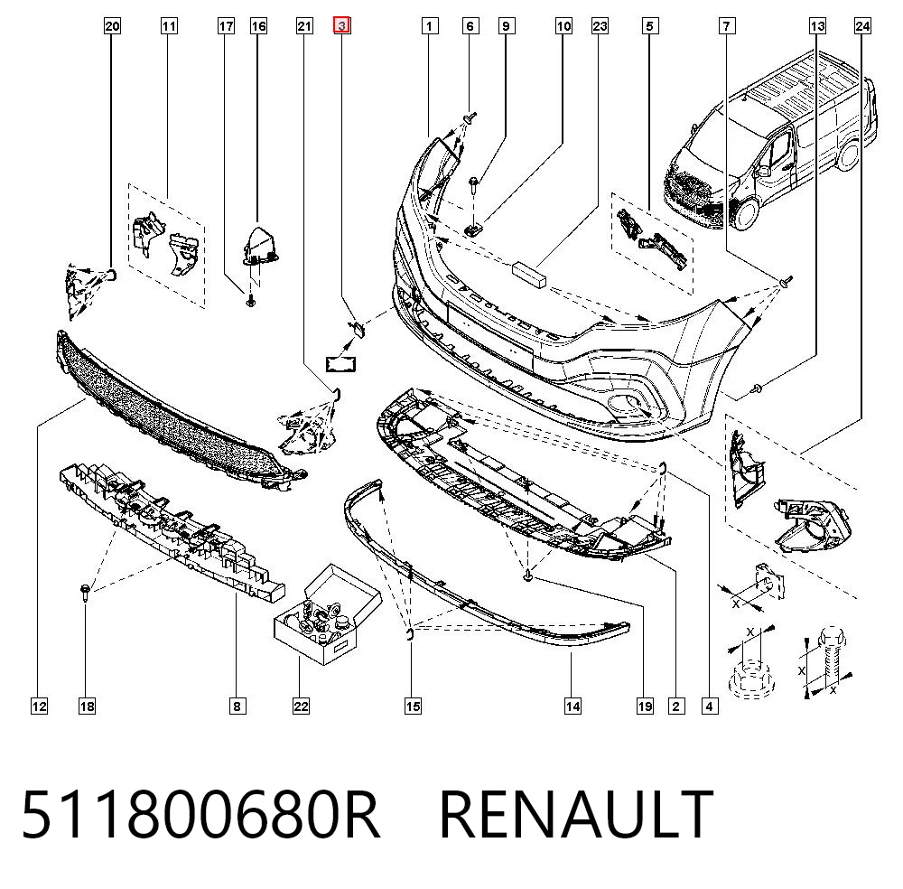 Zaślepka haku holowniczego zderzaka przednia do Renault Trafic 