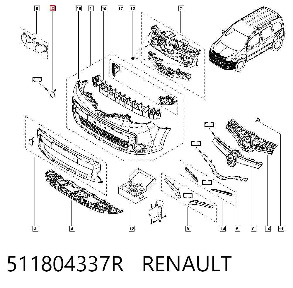 Zaślepka haku holowniczego zderzaka przednia do Renault Kangoo FW0