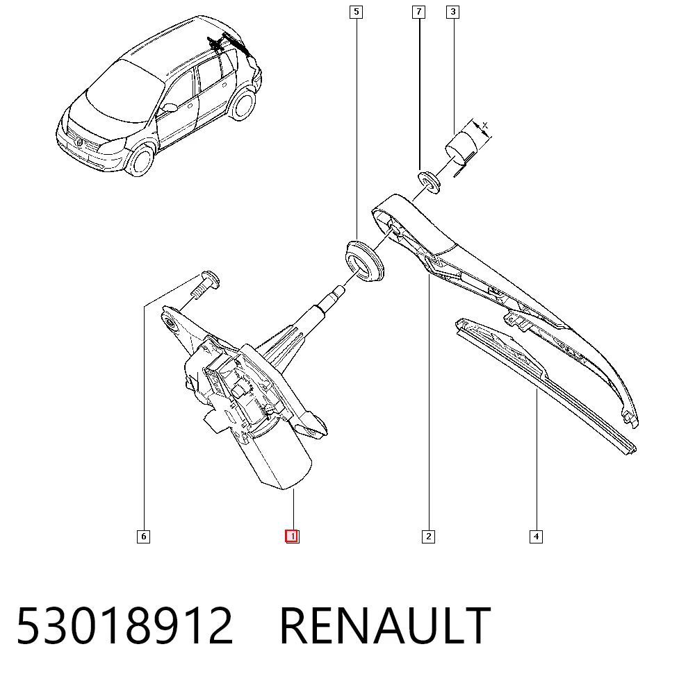 Do koszyka Silniczek wycieraczki tylnej szyby Renault Scenic II JM0, JM1