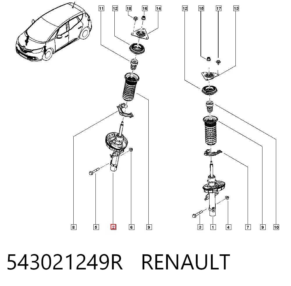 Amortyzator przedni Renault Scenic GRAND IV minivan (R9) (2016 - 2023) cena, od 120,69 USD