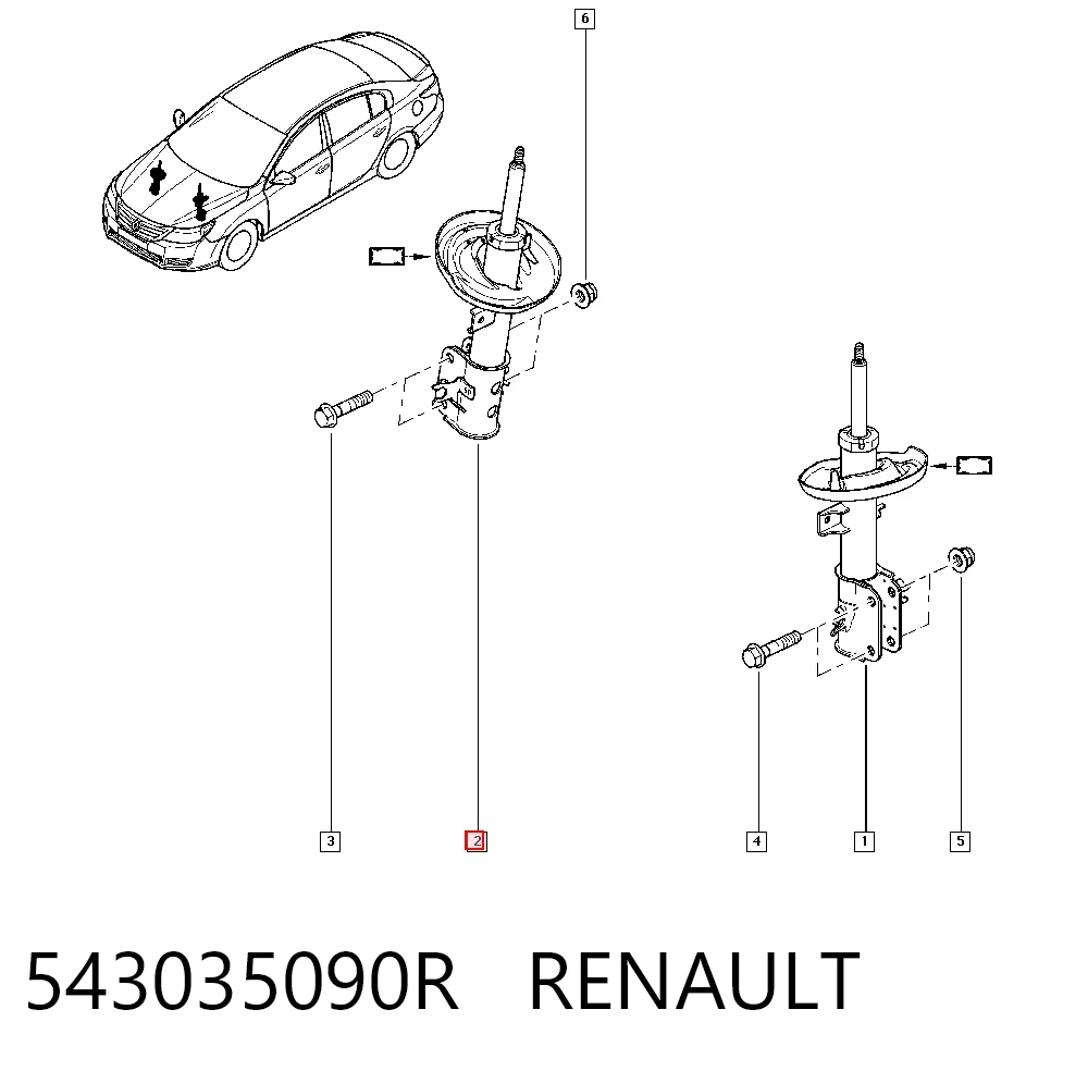 Amortyzator przedni prawy do Renault Latitude L7