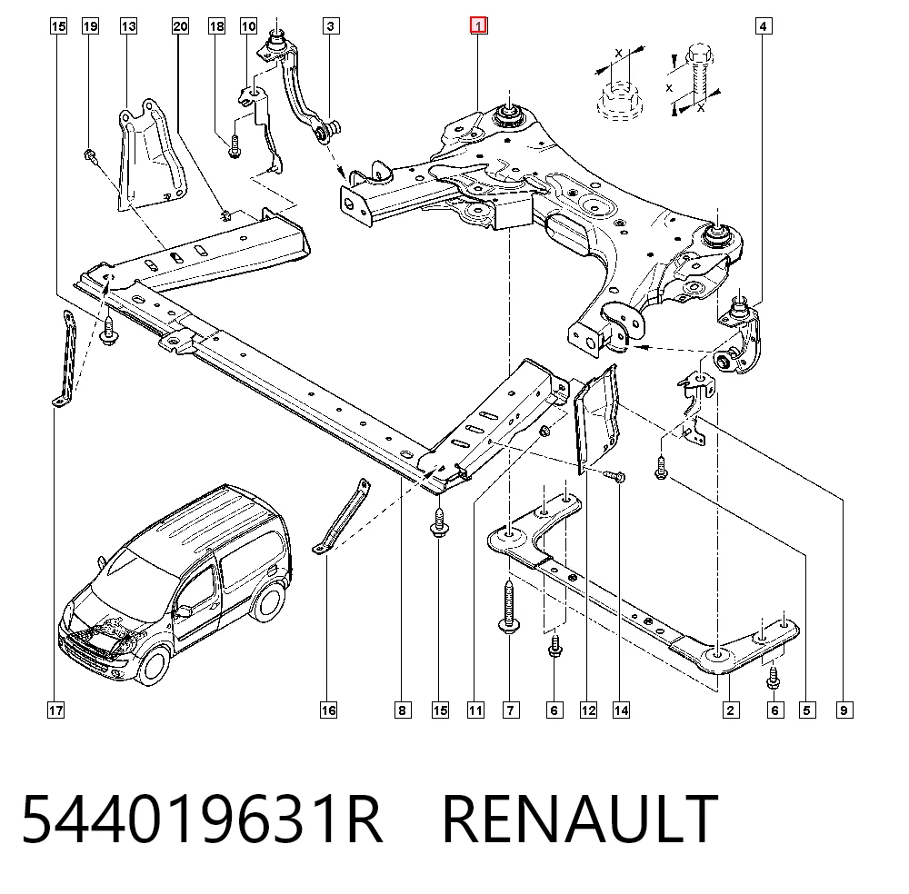 Korpus osi przedniej do Renault Kangoo II FW0