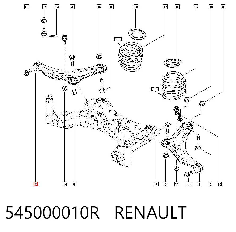 545000010R Renault (RVI) Wahacz zawieszenia przedniego dolny prawy
