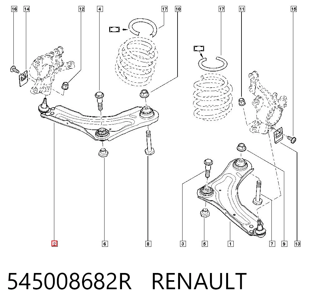 545008682R Renault (RVI) Wahacz zawieszenia przedniego dolny prawy