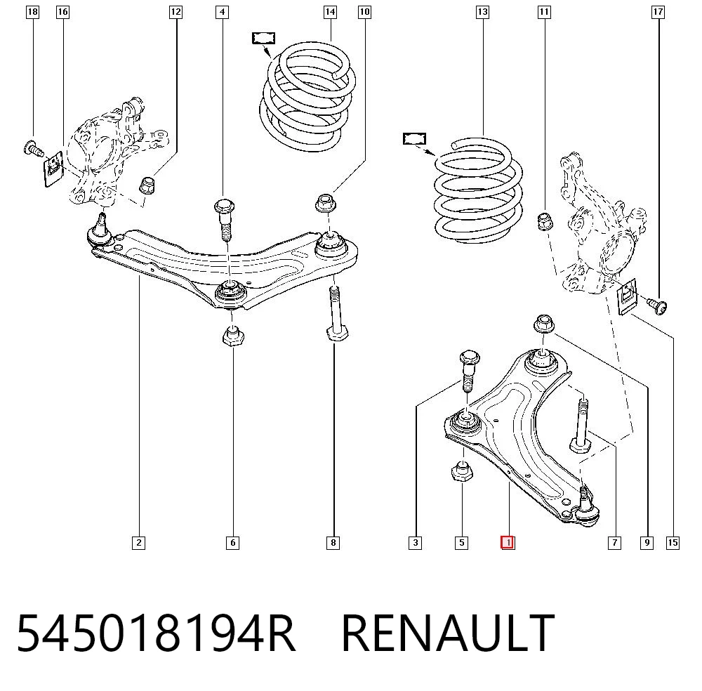 545018194R Renault (RVI) Wahacz zawieszenia przedniego dolny lewy