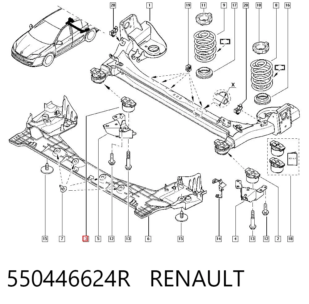 Silentblock tylnej belki Renault Laguna III hatchback (BT0, BT1) (2007 - 2015) cena, od 55,90 USD